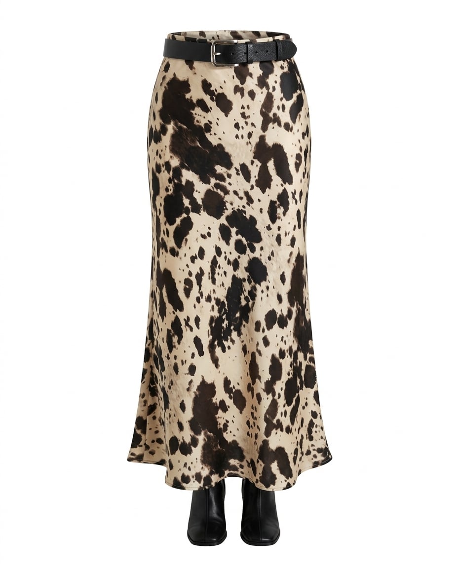 Isla | Elegant Satin Midi Skirt — product white bg | Maison Perigee