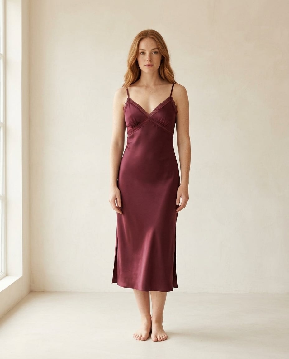 Isla | Elegant Satin Slip Dress — front | Maison Perigee