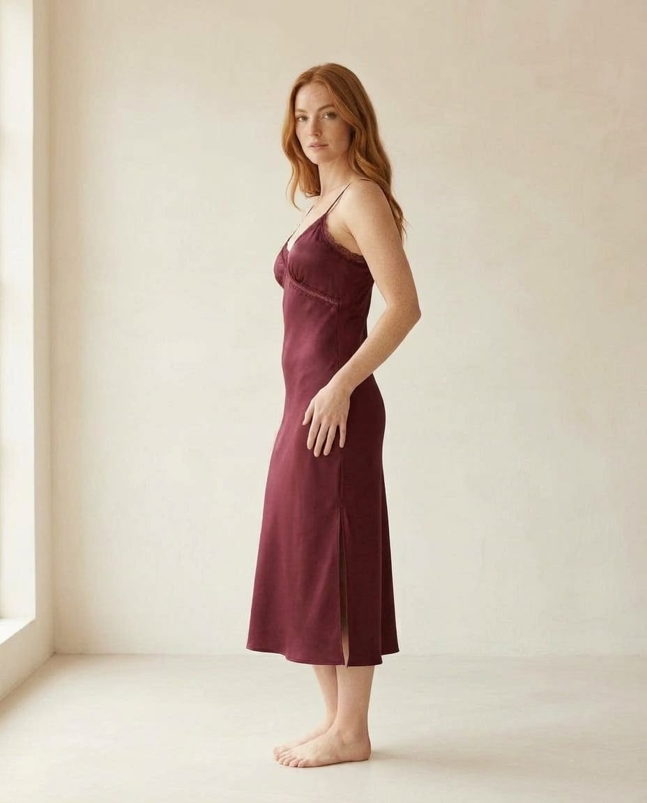 Isla | Elegant Satin Slip Dress — side | Maison Perigee