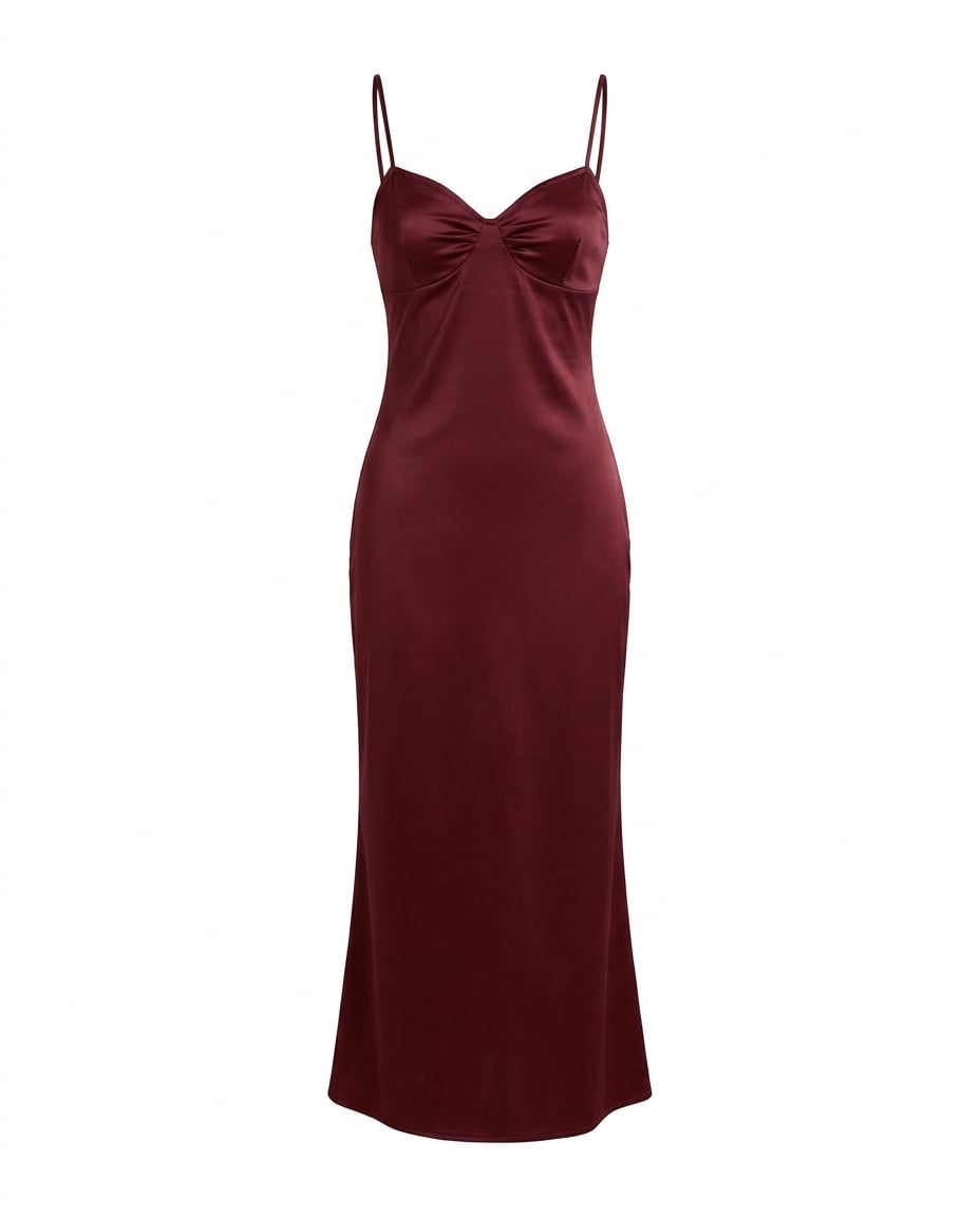 Isla | Elegant Satin Slip Dress — product white bg | Maison Perigee