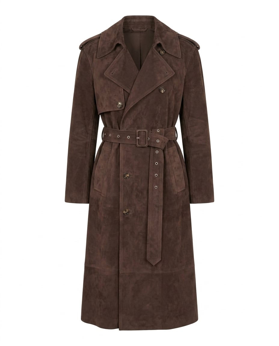 Isla | Elegant Suede Trench Coat for Winter - Product Photo