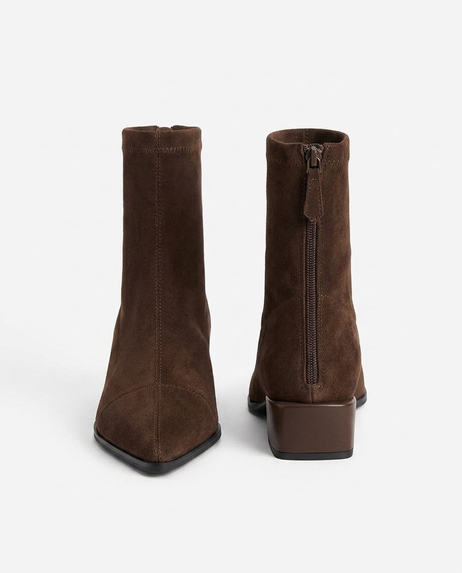 Chocolate ankle boots product photo, white background | Maison Perigee — product
