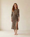 Isla | Refined Leopard Print Midi Skirt for Autumn/Winter — front | Maison Perigee