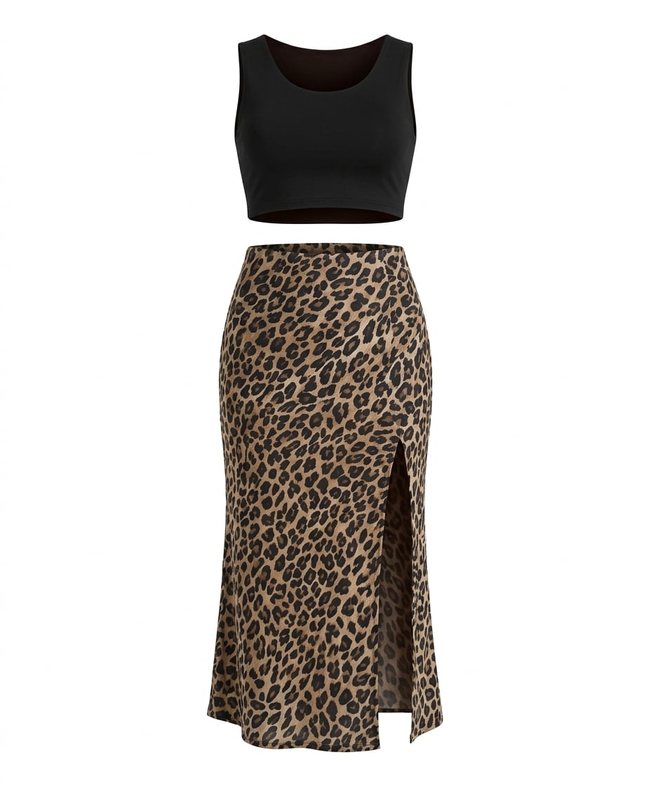 Isla | Refined Leopard Print Midi Skirt for Autumn/Winter — product white bg | Maison Perigee