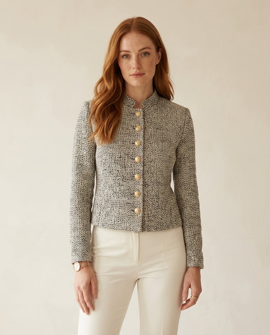Isla | Refined Tweed Jacket for Autumn/Winter — front | Maison Perigee