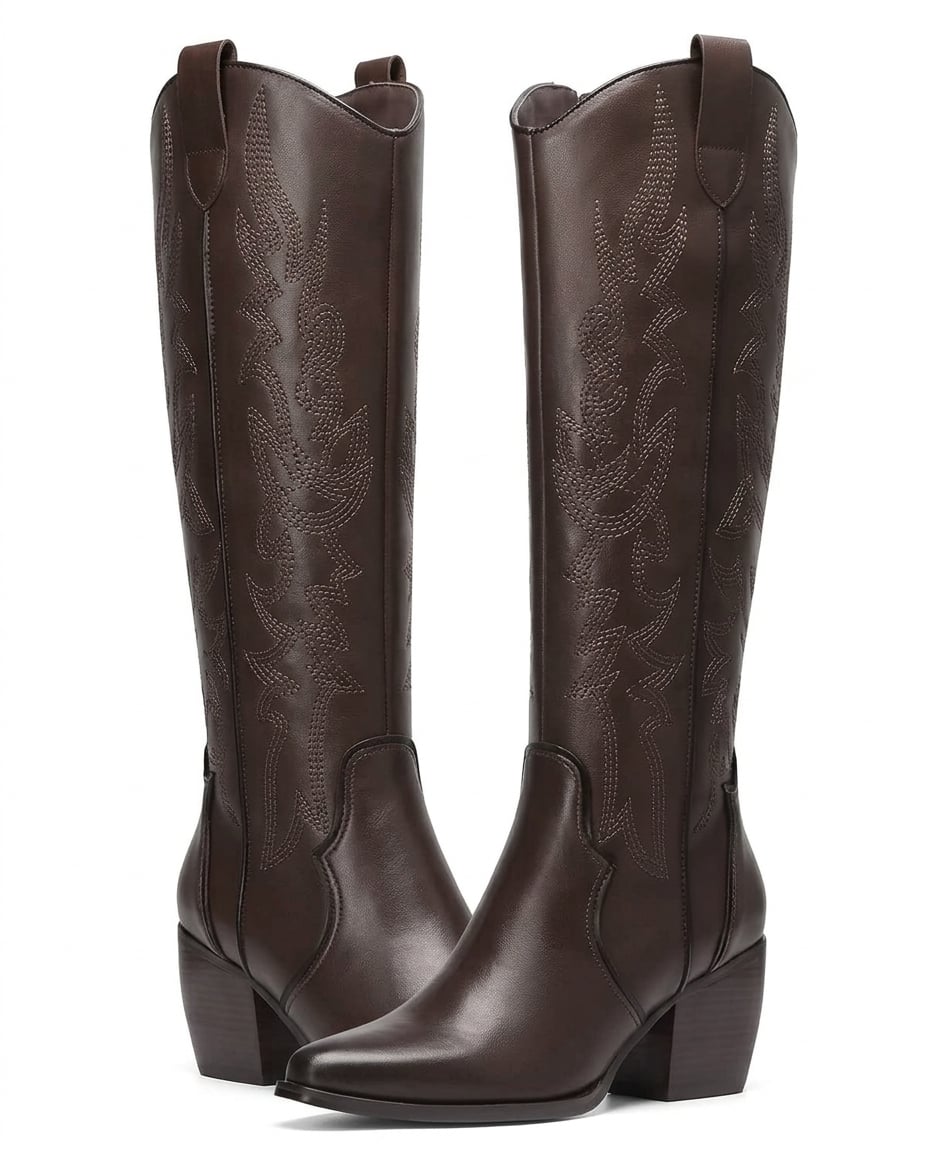 Chocolate knee-high boots product photo, white background | Maison Perigee — product