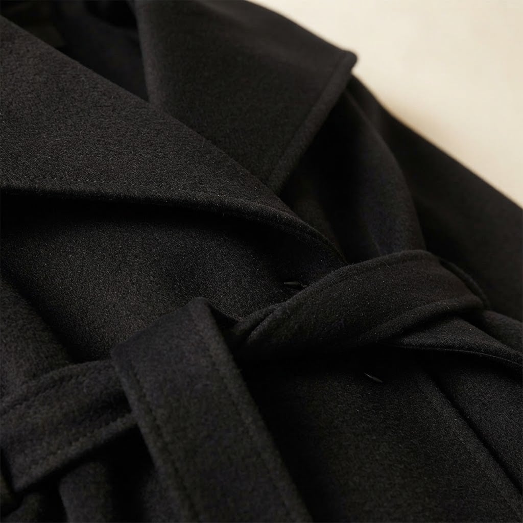 Isla | Timeless Belted Coat for Winter - Detail Close-Up