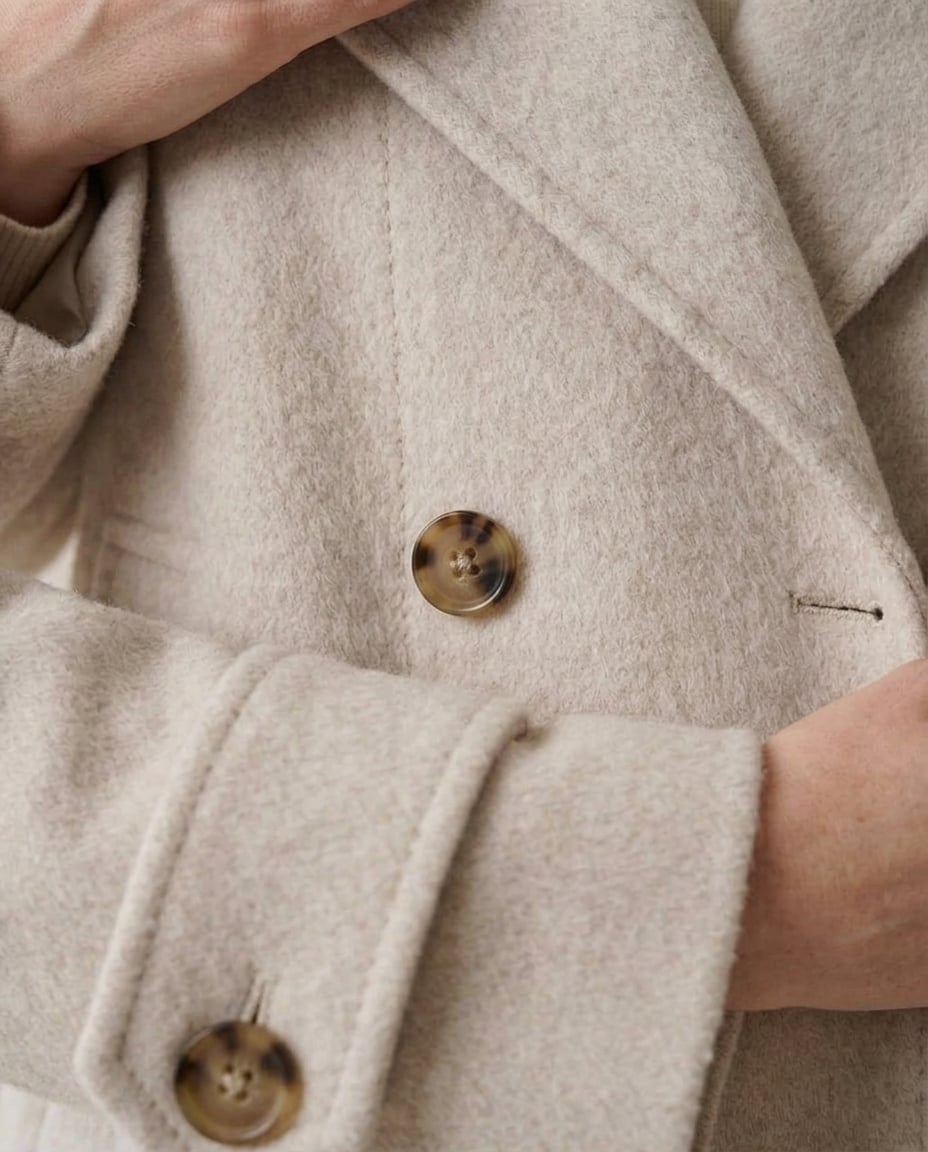 Isla | Timeless Wool Coat for Winter - Detail Close-Up