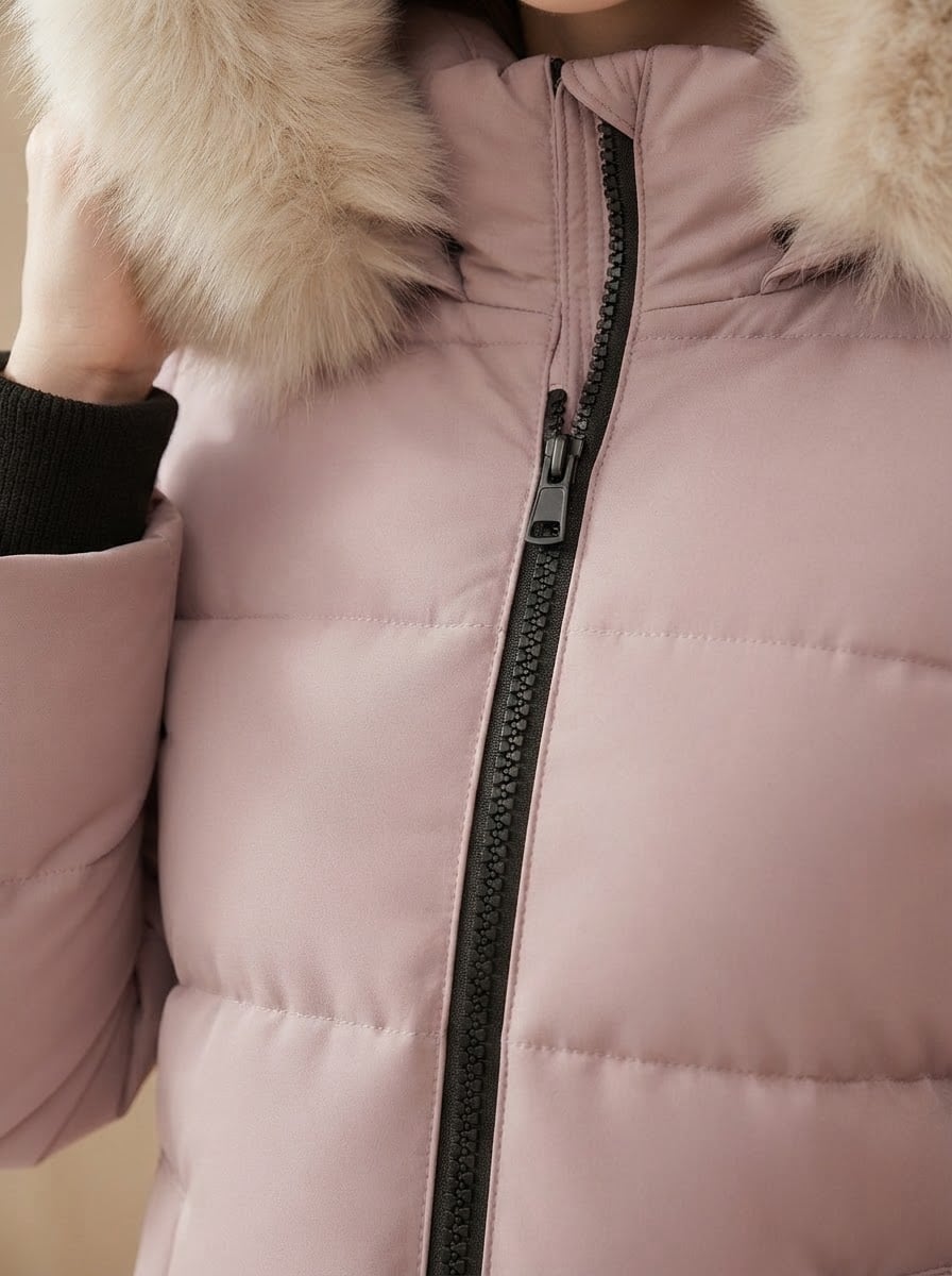Lilou - Hooded Parka Coat for Winter - detail close-up