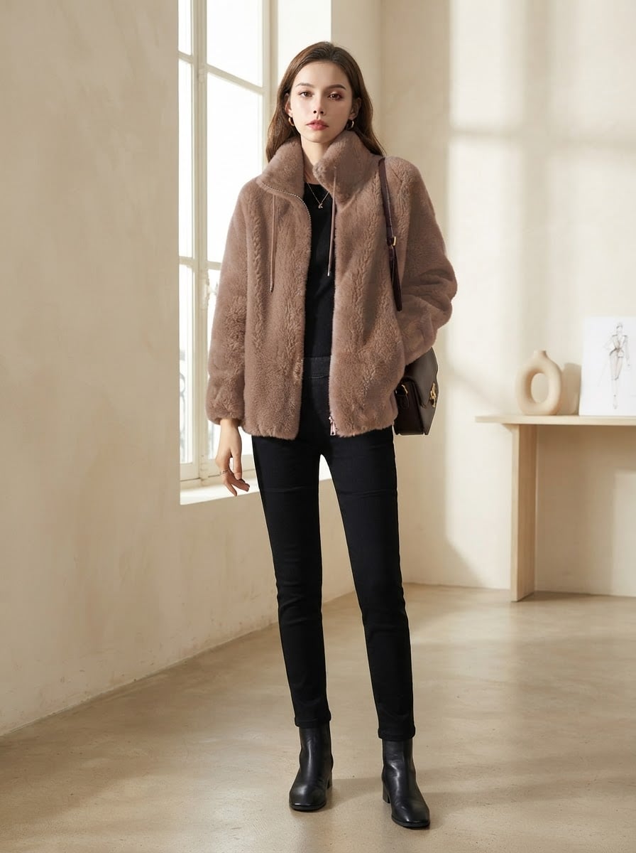 Lilou - Luxe Faux Fur Coat for Winter - front view