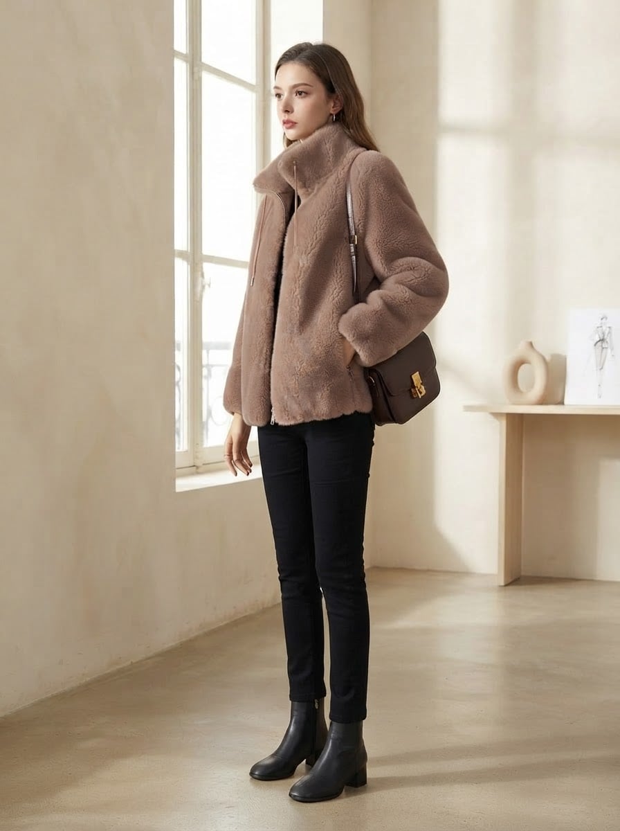 Lilou - Luxe Faux Fur Coat for Winter - side view