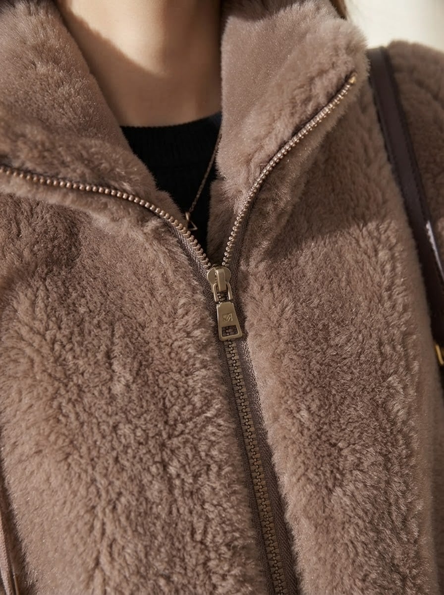 Lilou - Luxe Faux Fur Coat for Winter - detail close-up