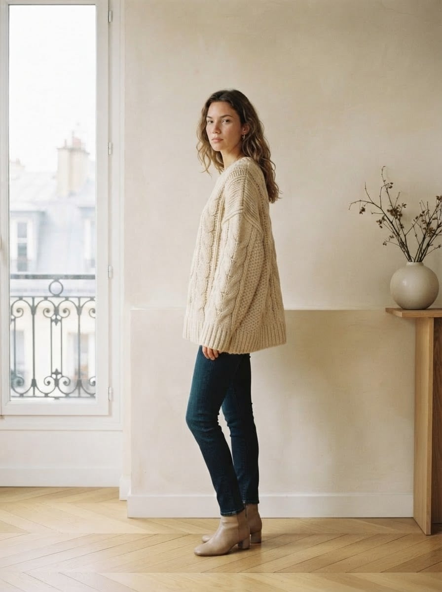 Lilou - Oversized Chunky Knit Jumper - side view
