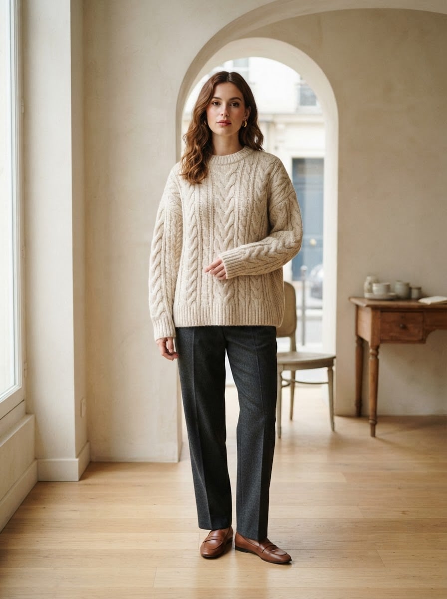 Lilou - Oversized Chunky Knit Jumper - front view