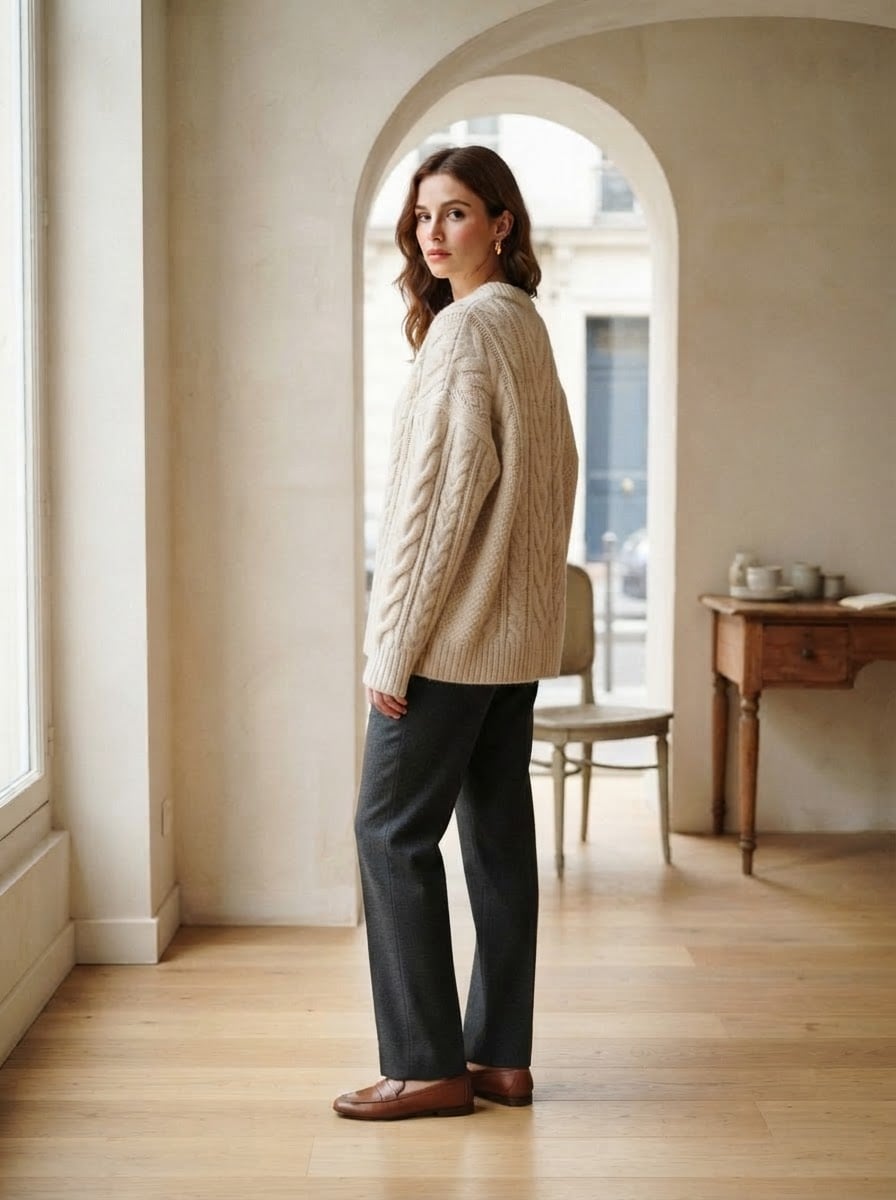 Lilou - Oversized Chunky Knit Jumper - side view