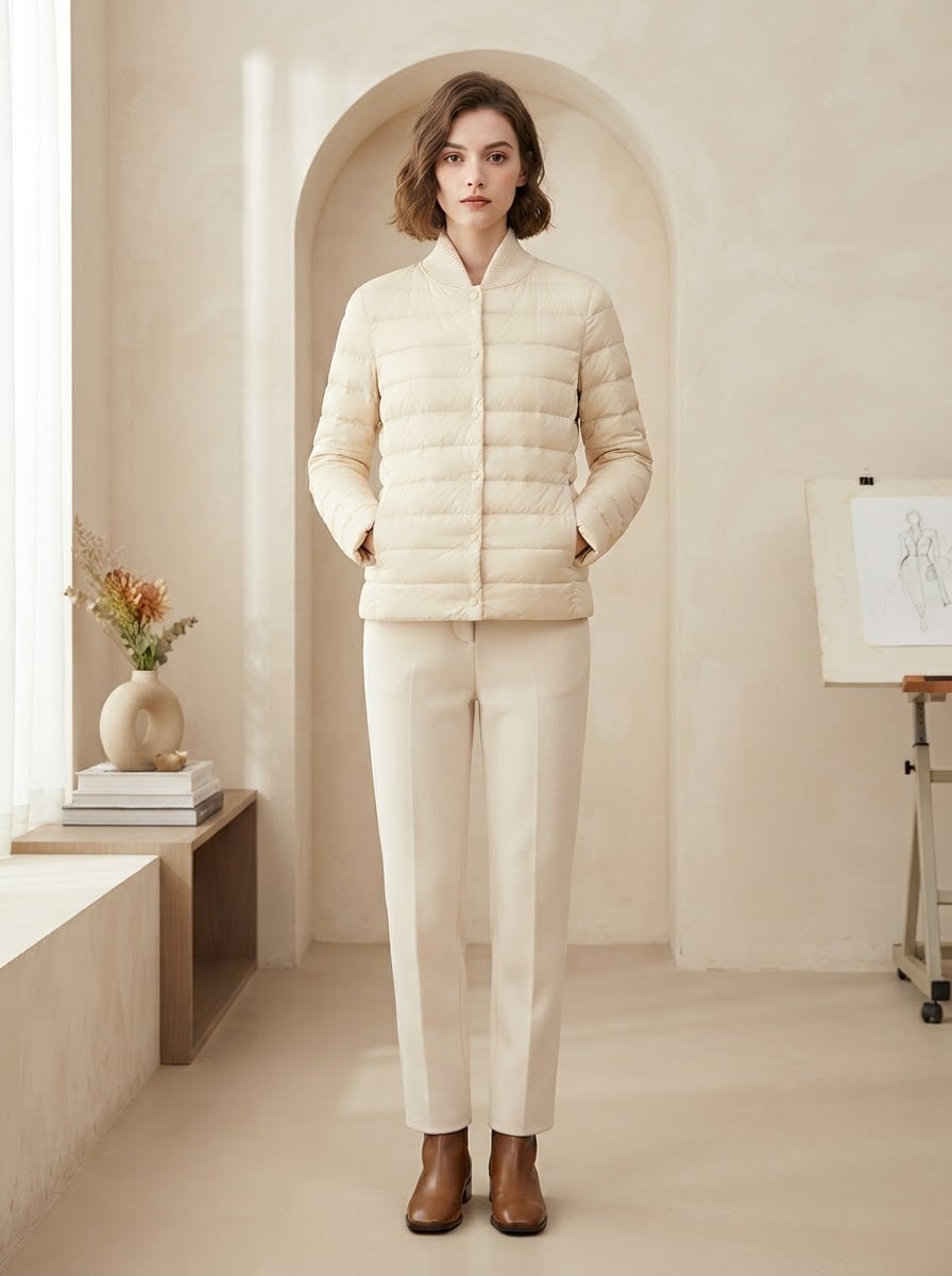 Lilou - Quilted Puffer Coat - front view