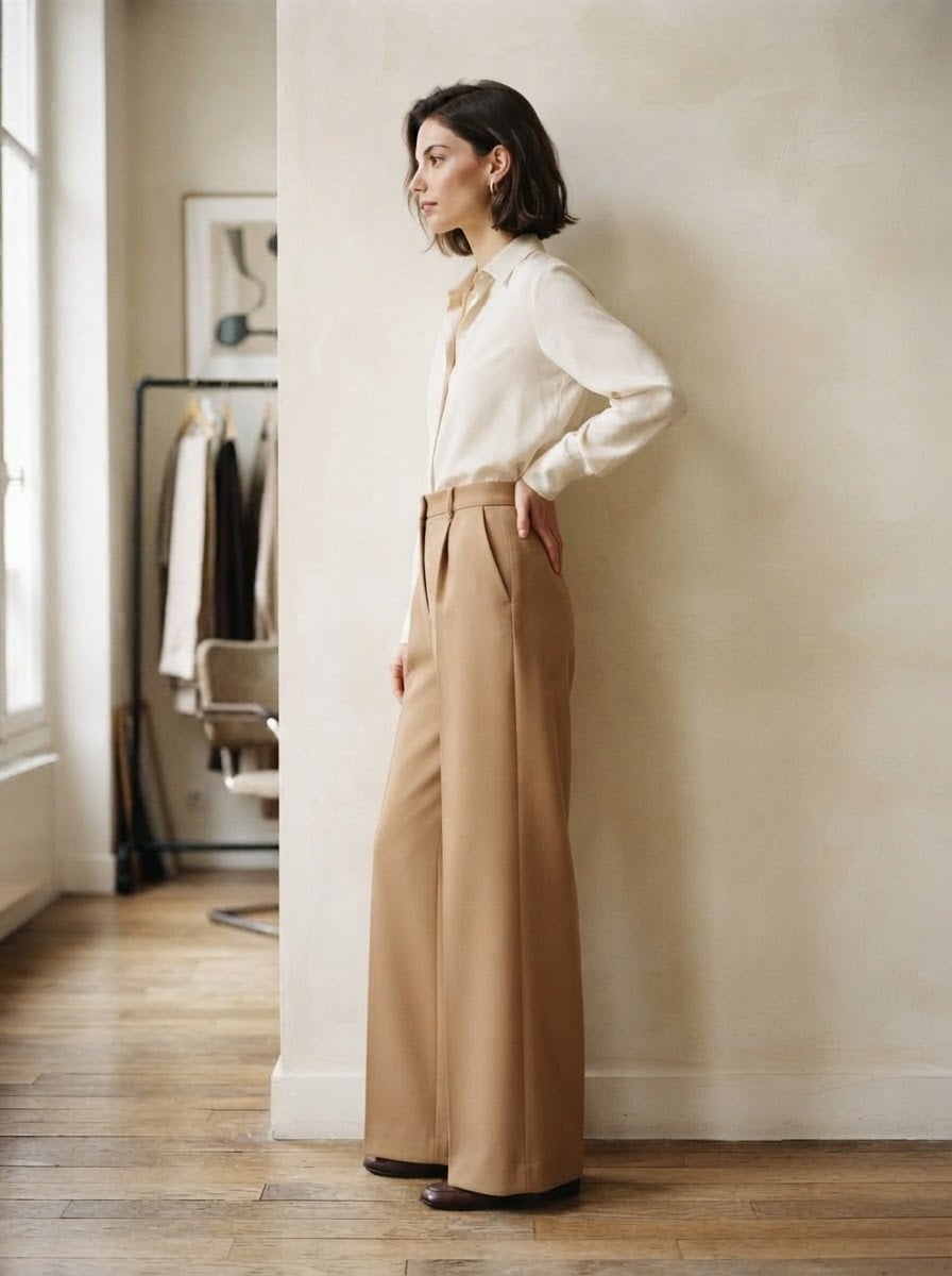 Lilou - Wide-Leg Wool Trousers - side view