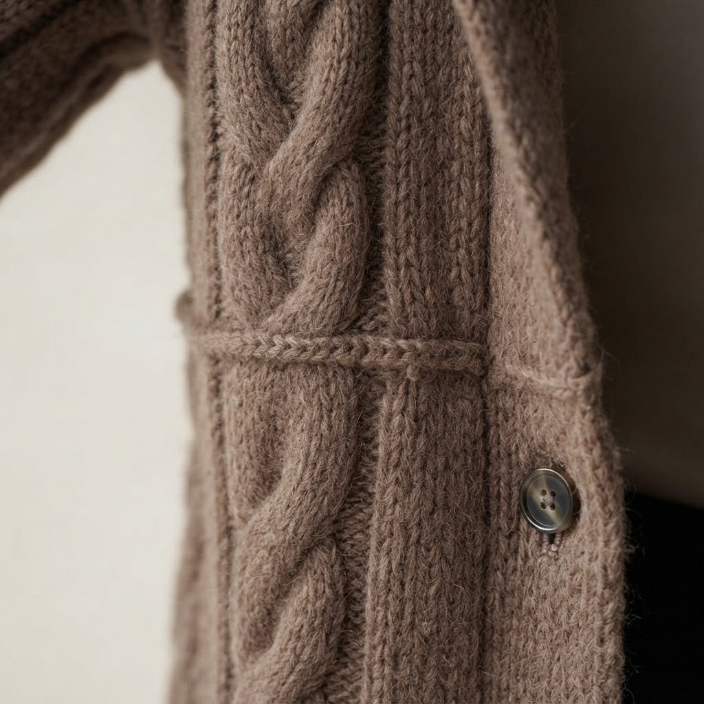 Lily | Elegant Cable-Knit Cardigan for Autumn/Winter - Detail Close-Up