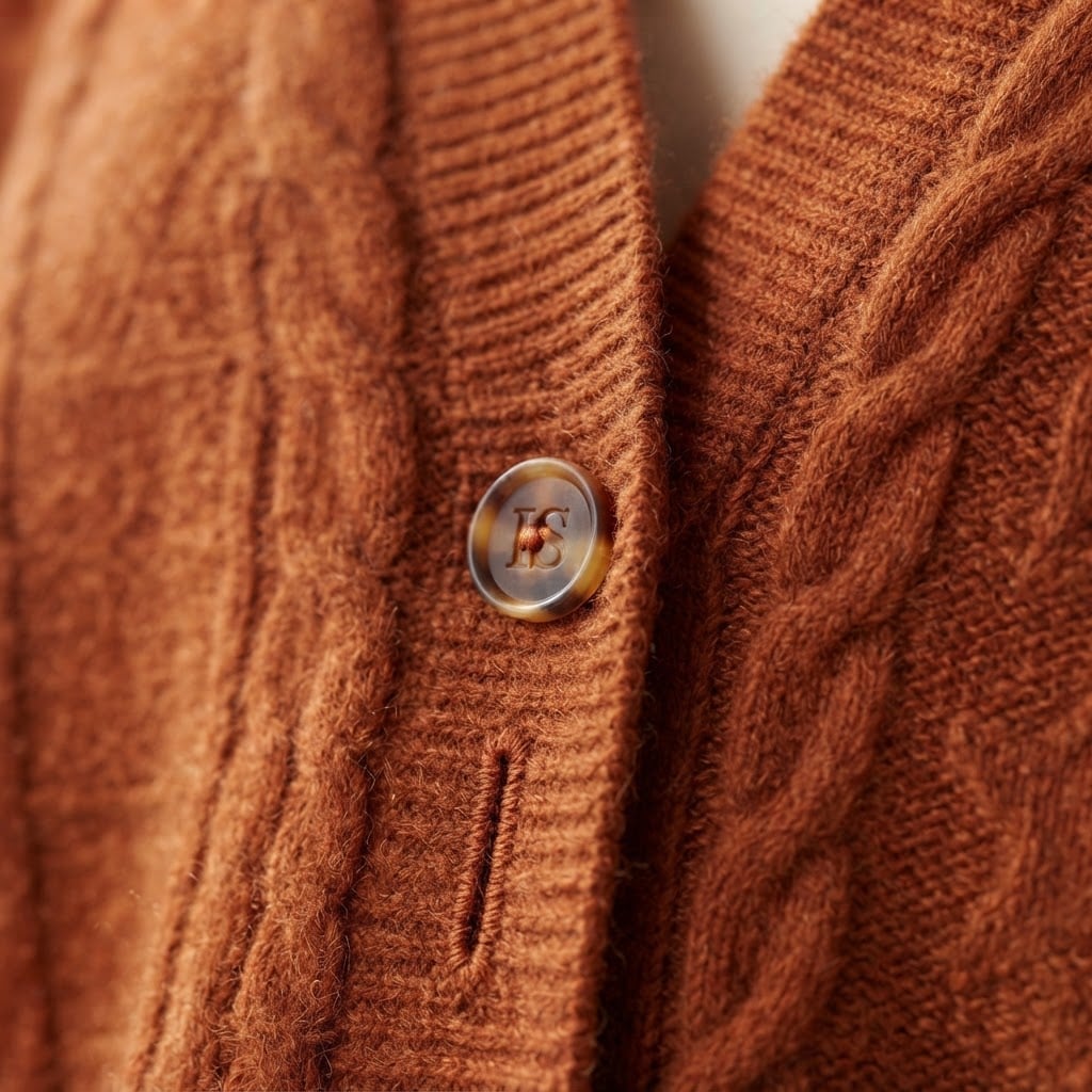 Lily | Elegant Cable-Knit Cardigan for Autumn/Winter - Detail Close-Up