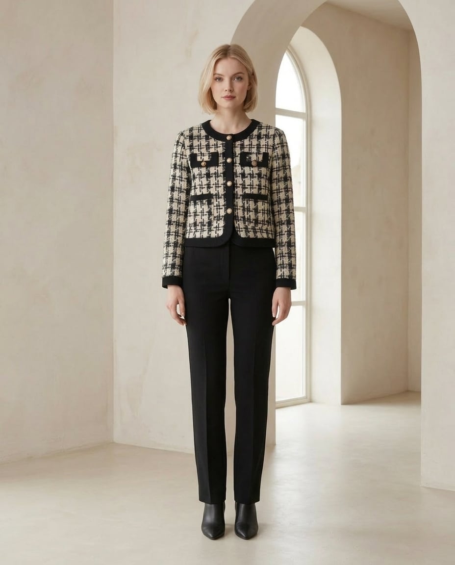 Lily | Elegant Houndstooth Jacket for Autumn/Winter - Front View