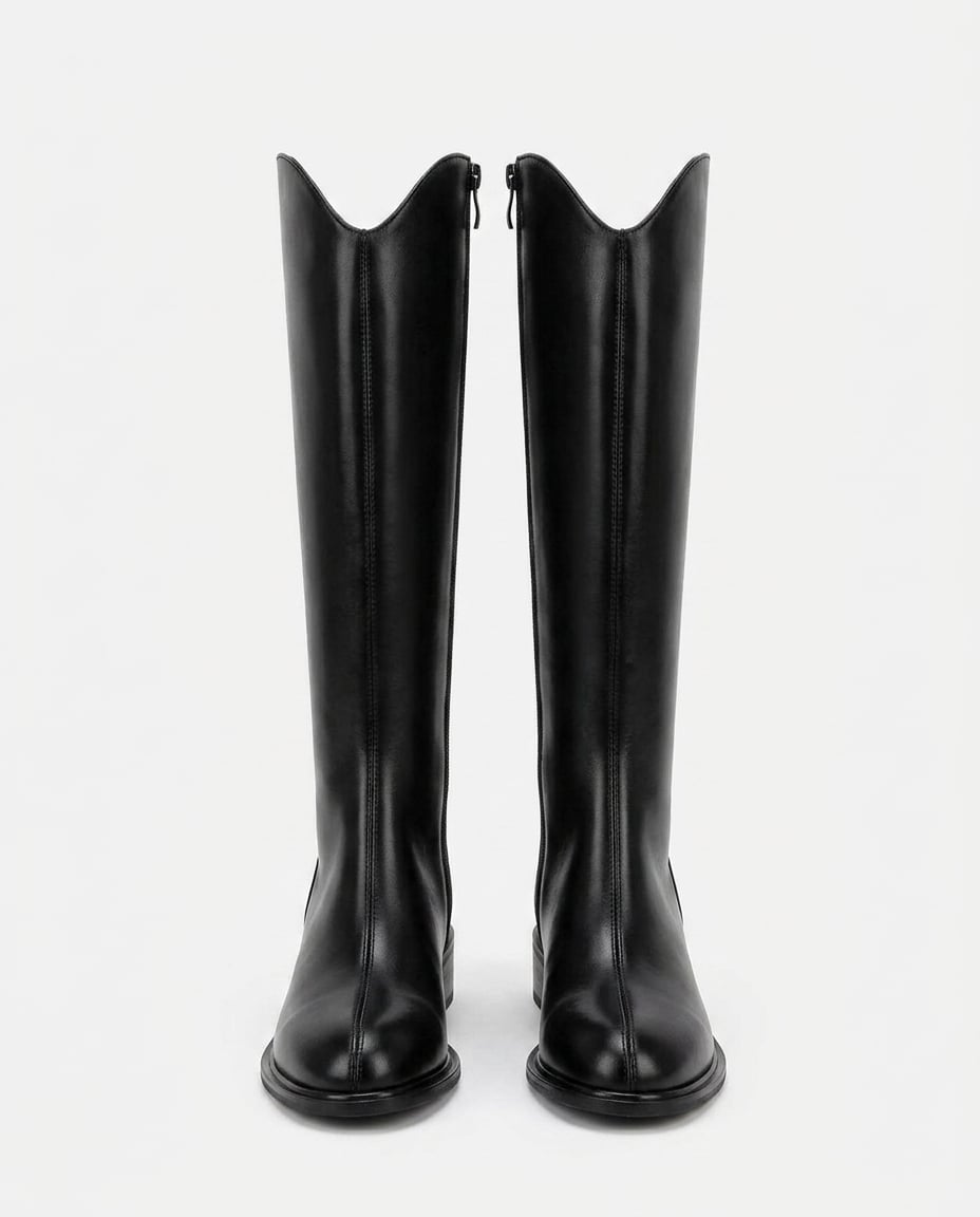 Black knee-high boots product photo, white background | Maison Perigee — product