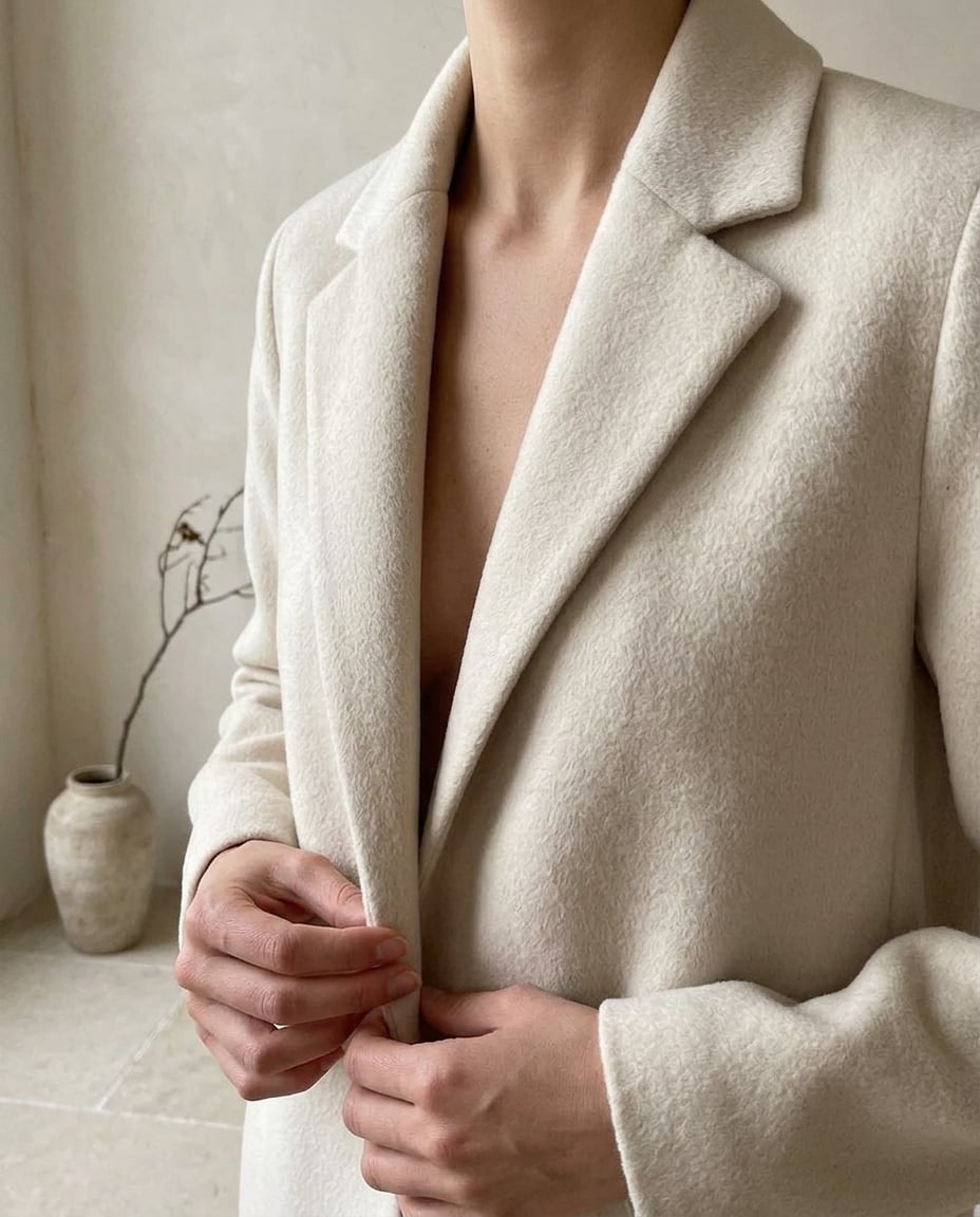 Lily | Elegant Long Tailored Wool Coat for Winter - detail close-up