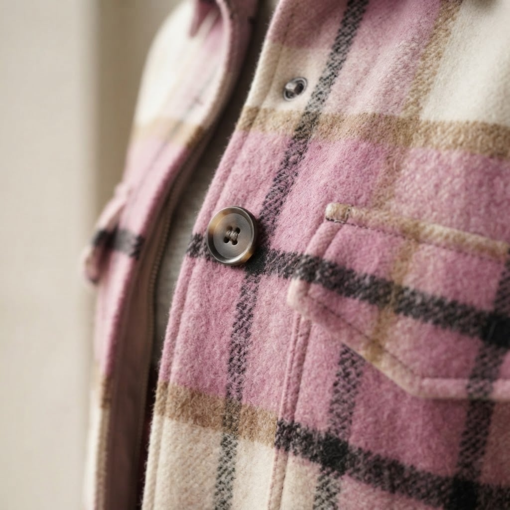 Lily | Elegant Plaid Coat for Winter - Detail Close-Up
