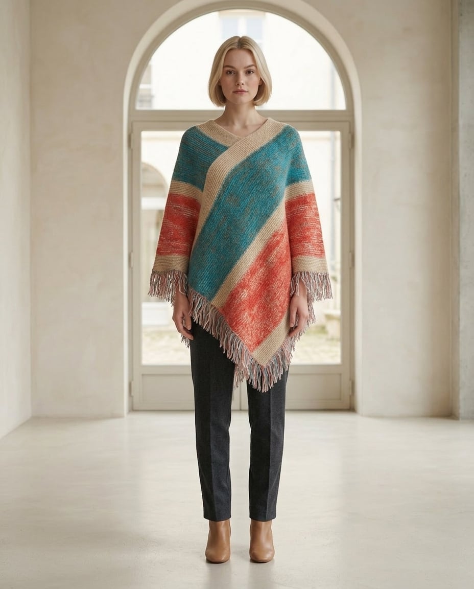 Lily | Elegant Poncho for Autumn/Winter - Front View