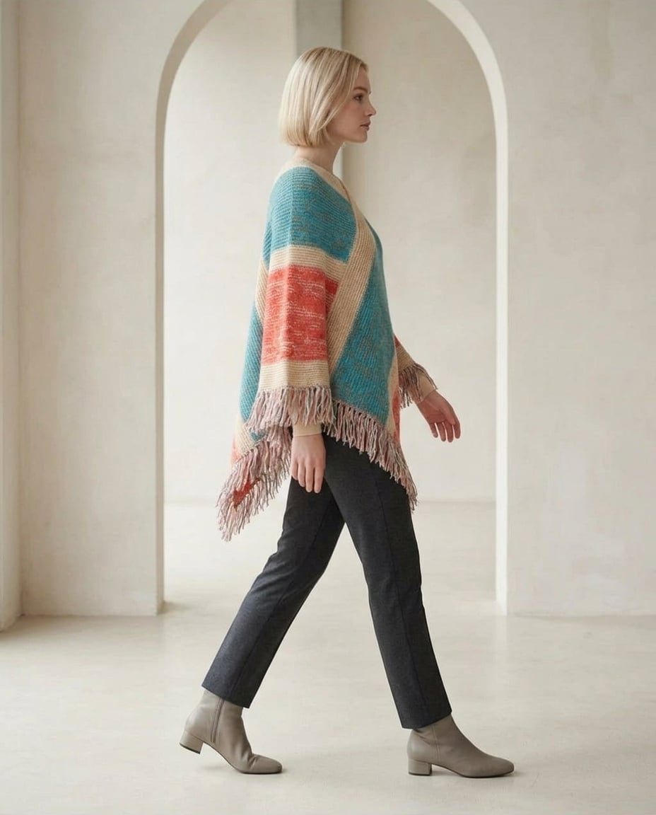 Lily | Elegant Poncho for Autumn/Winter - Side View
