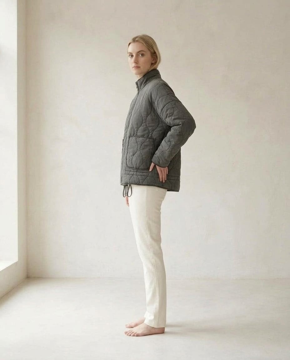 Lily | Elegant Quilted Jacket for Autumn/Winter — side | Maison Perigee