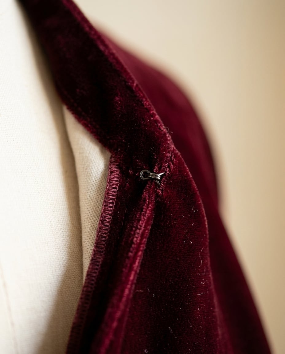 Lily | Elegant Velvet Dress for Autumn/Winter — detail | Maison Perigee