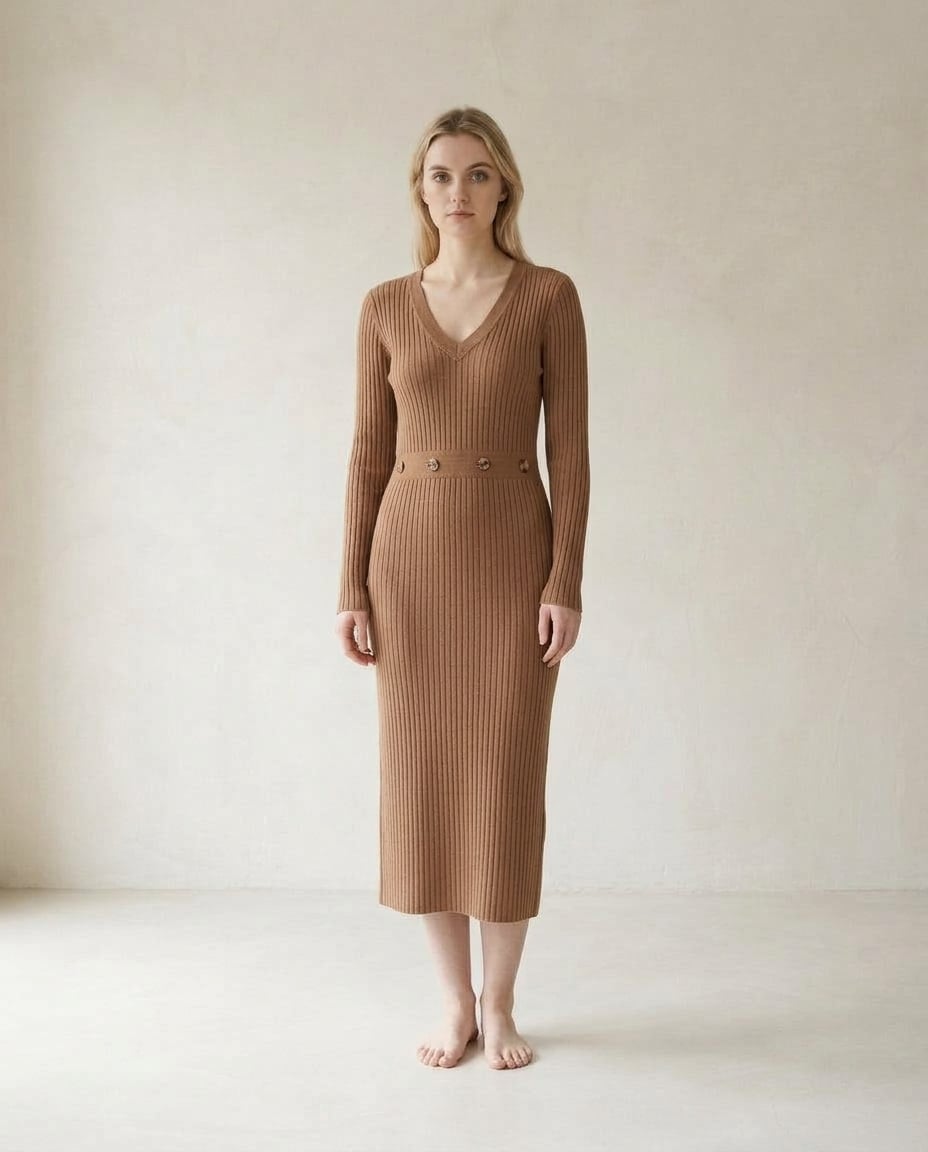 Lily | Refined Belted Dress for Autumn/Winter — front | Maison Perigee