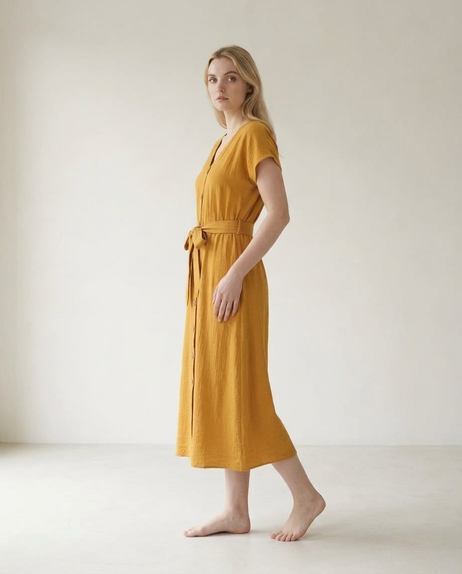 Lily | Refined Belted Dress for Autumn/Winter — side | Maison Perigee