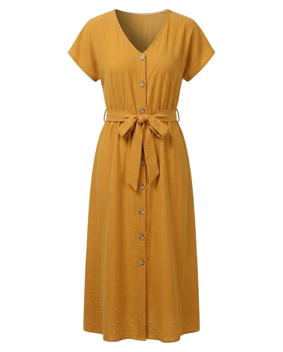 Lily | Refined Belted Dress for Autumn/Winter — product white bg | Maison Perigee