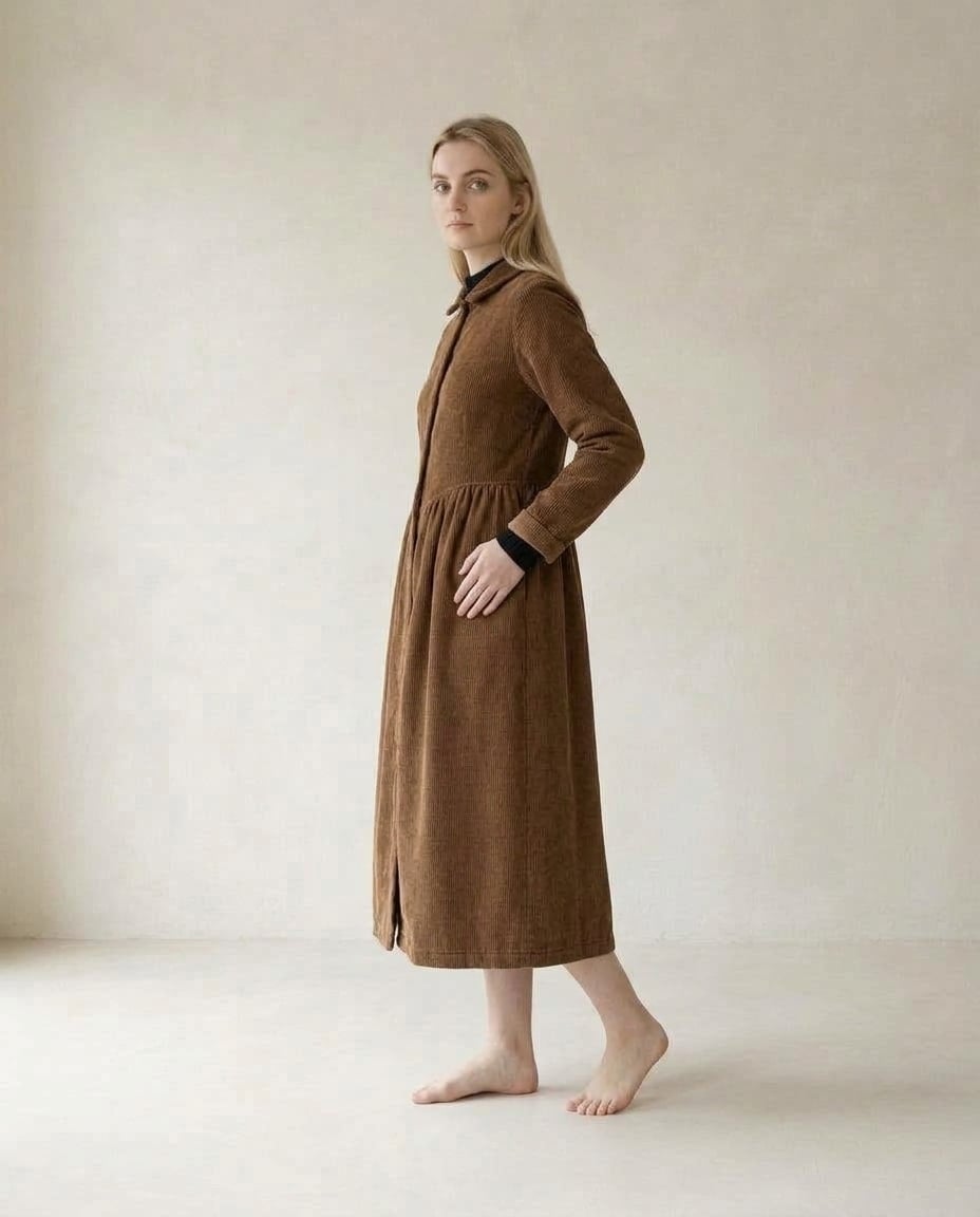 Lily | Refined Corduroy Coat for Winter — side | Maison Perigee