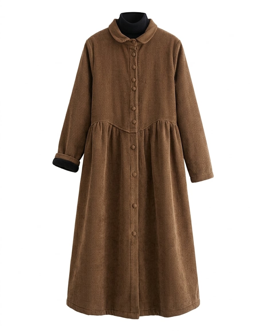 Lily | Refined Corduroy Coat for Winter — product white bg | Maison Perigee