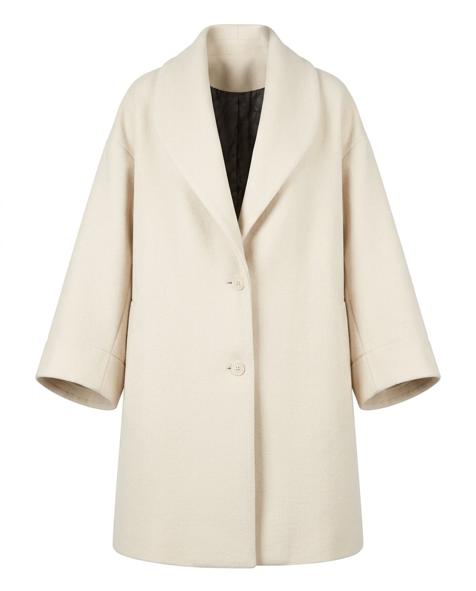 Lily | Refined Draped Collar Coat for Autumn/Winter — product white bg | Maison Perigee