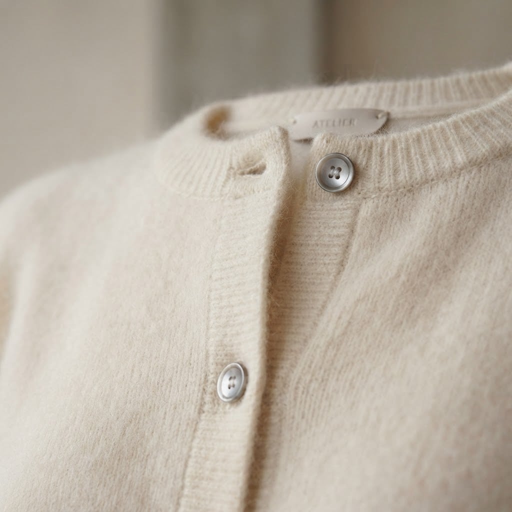 Lily | Refined Merino Cardigan for Autumn/Winter - Detail Close-Up
