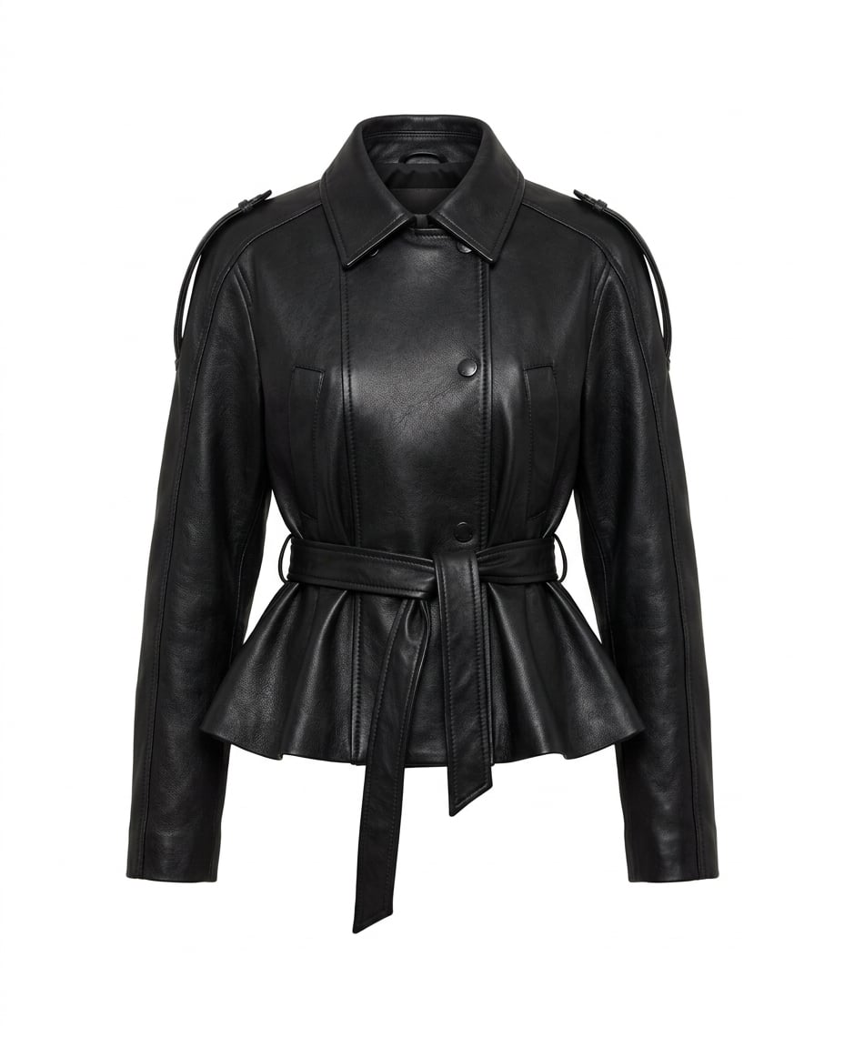 Lily | Sophisticated Faux Leather Jacket for Autumn/Winter — product white bg | Maison Perigee