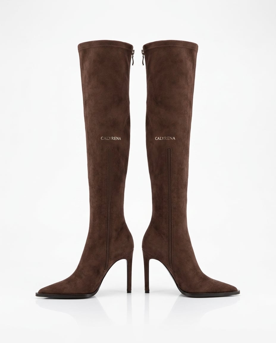 Brown over-the-knee boots product photo, white background | Maison Perigee — product