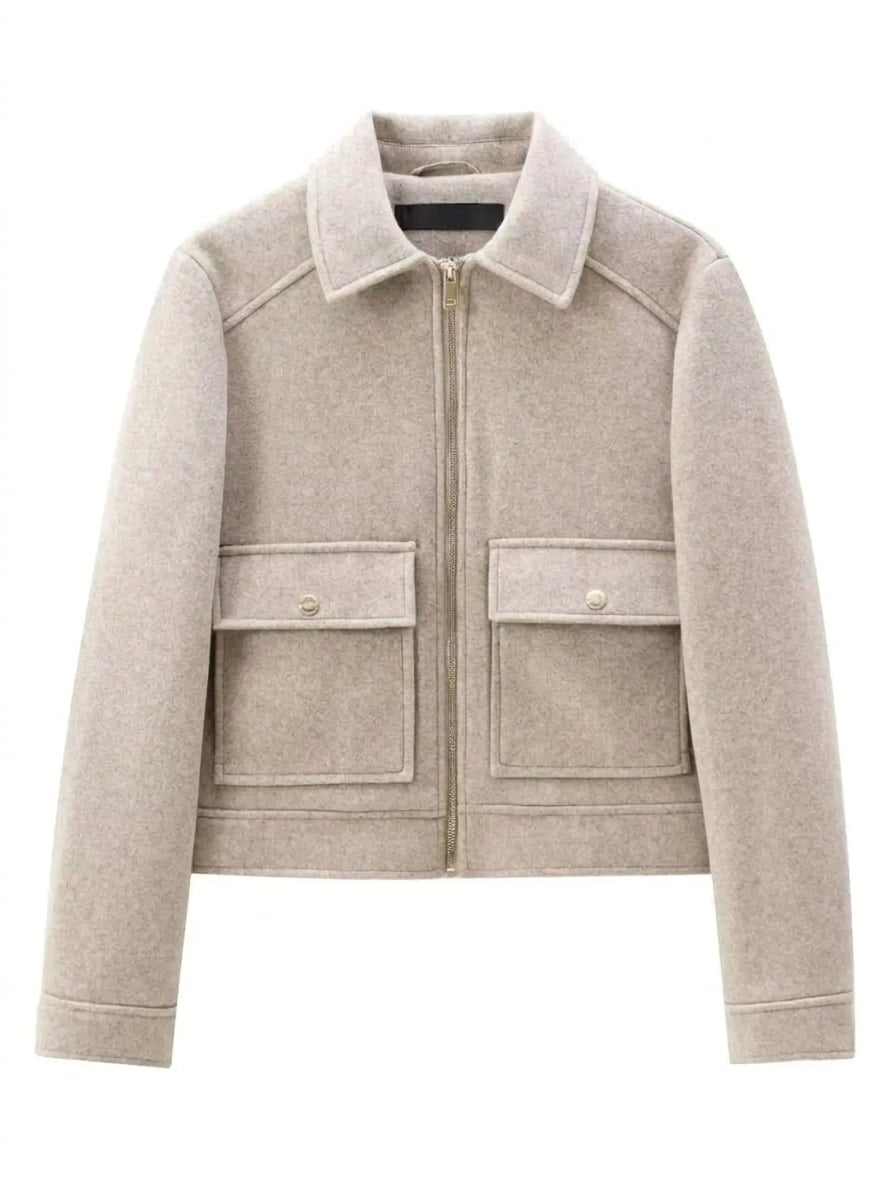 Margaux - Chic Boxy Tweed Jacket in Khaki — Maison Perigee — product