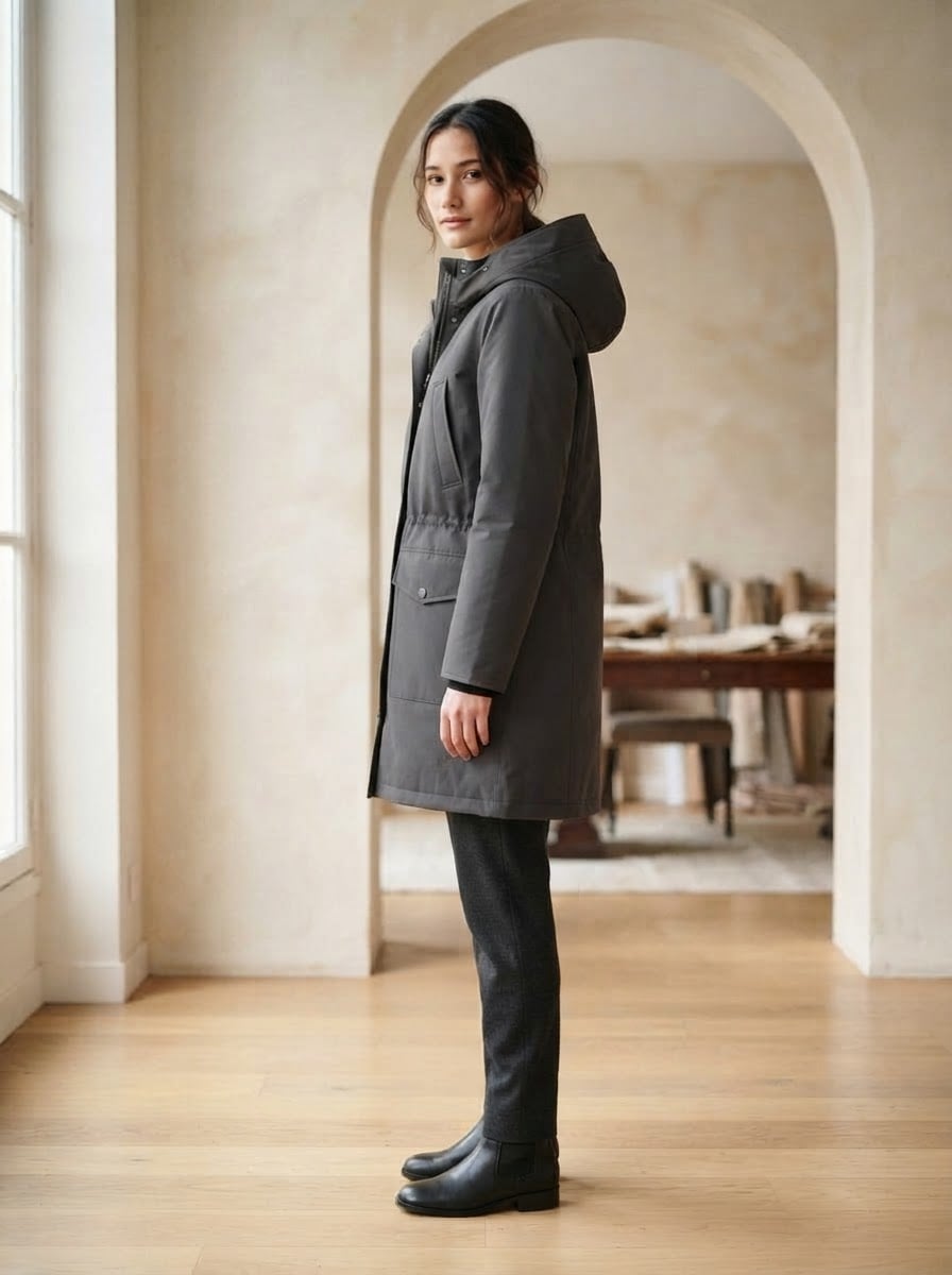 Margaux - Hooded Parka Coat for Winter - side view