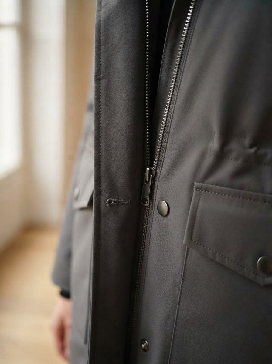 Margaux - Hooded Parka Coat for Winter - detail close-up