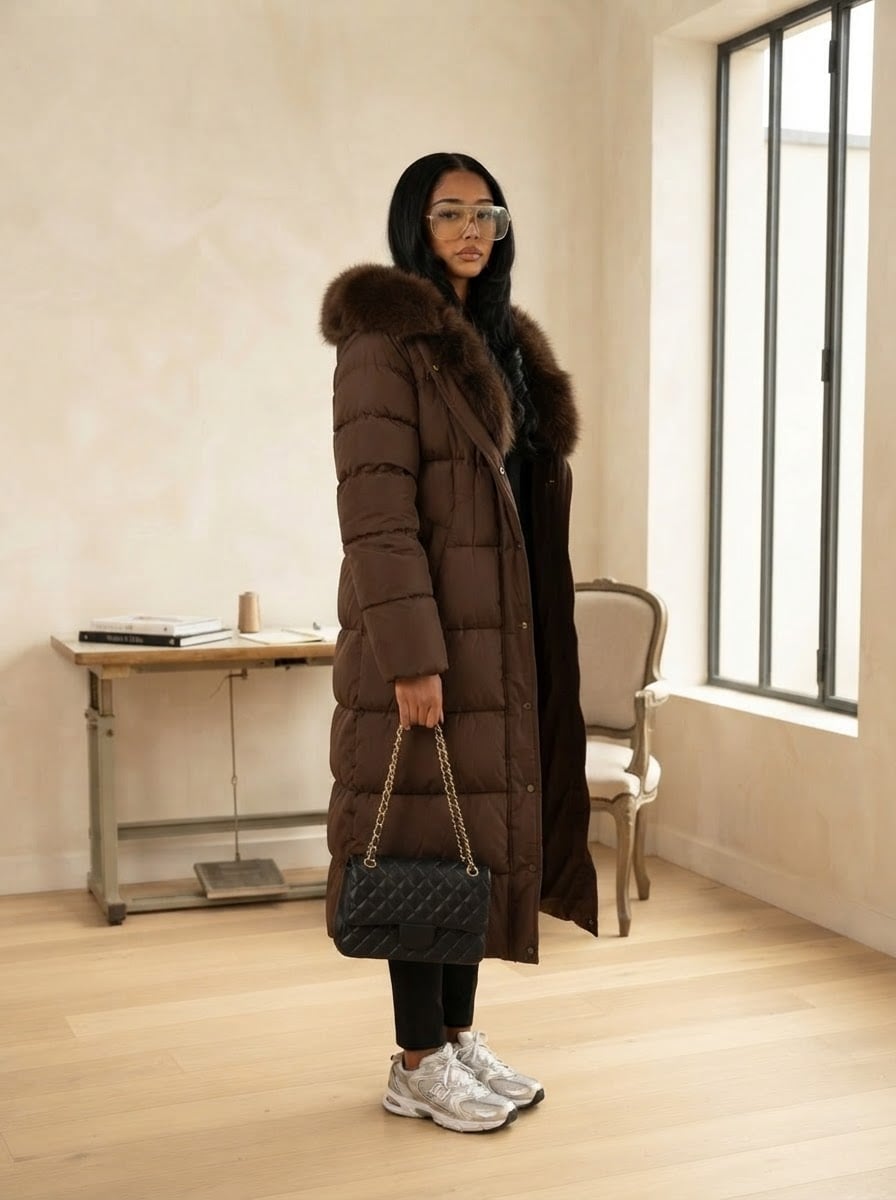 Margaux - Luxe Faux Fur Coat for Winter - side view