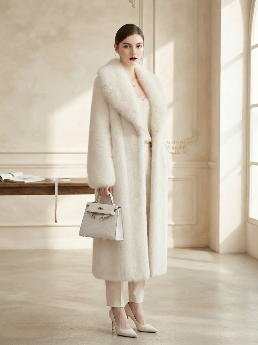 Margaux - Luxe Faux Fur Coat for Winter - side view
