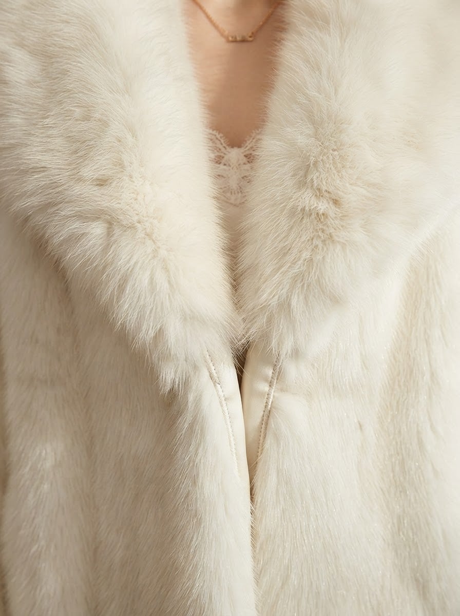 Margaux - Luxe Faux Fur Coat for Winter - detail close-up