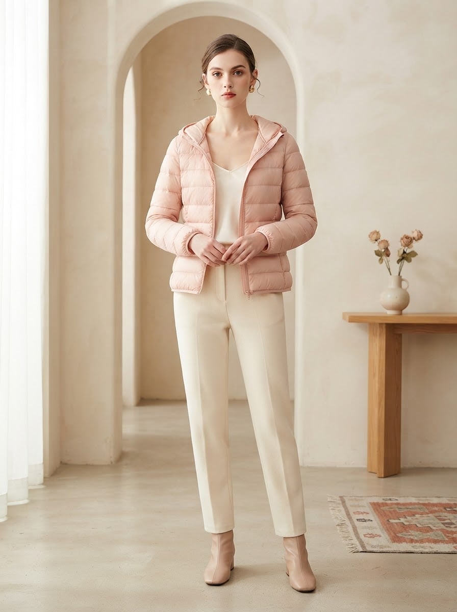 Margaux - Quilted Puffer Coat - front view