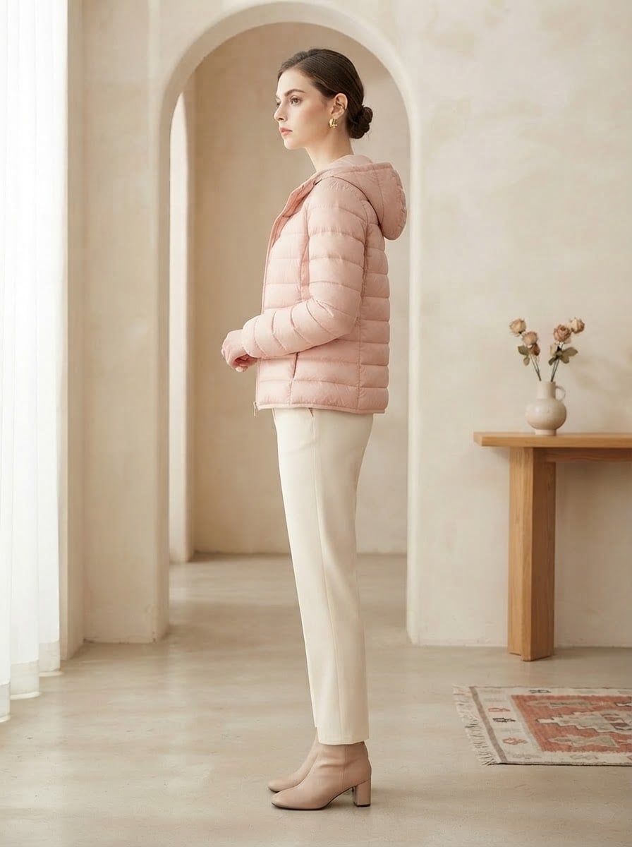 Margaux - Quilted Puffer Coat - side view