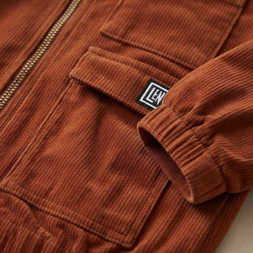 Maya | Effortless Hooded Corduroy Jacket for Autumn/Winter - Detail Close-Up