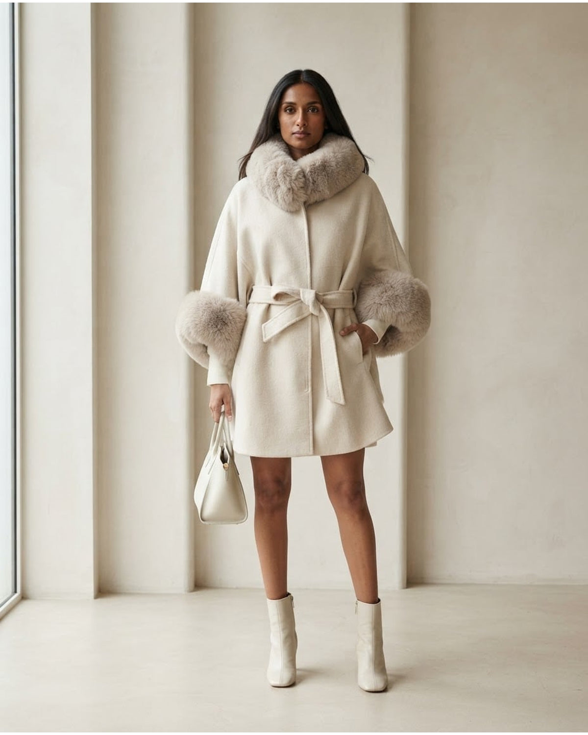 Maya | Elegant Cape Coat for Winter - Front View